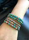 Pulsera Boho, Pulsera de Cuero con Capas, Piedras de Jaspe de 6 mm